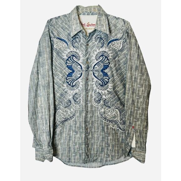 Robert Graham Limited Edition Shirt  XL Gray Blue Embroidered  272/310 - Picture 1 of 10